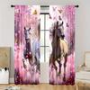 Комплект из 2 шт., занавески на окна с принтом вишневого цвета и скачущей лошади для гостиной, столовой, спальни, дизайн кармана на штанге