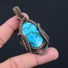Подвеска из бирюзы, обернутая медной проволокой, Ювелирное украшение-подвеска из бирюзы ручной работы, Медная подвеска, Уникальные праздничные подарки для жены