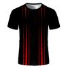 Черные красные полосатые мужские футболки в стиле хип-хоп, забавные уличные футболки с короткими рукавами и 3D-принтом