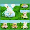 Striped Rabbit Dress Bear Plush Keychain Cartoon Stuffed Animal Keyring Gift