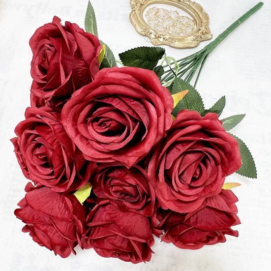 Букет имитированных роз Реалистичные искусственные розы Пучок искусственных роз с гибкими стеблями для домашнего декора вечеринок свадеб цветочных композиций