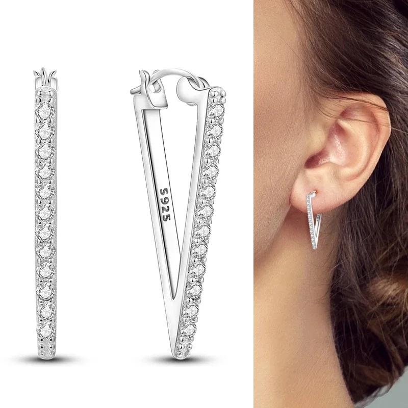 925 Silver Love Feather Moon Star Heart Earrings for Women Girls Charms Hoop Stud Jewelry Gifts