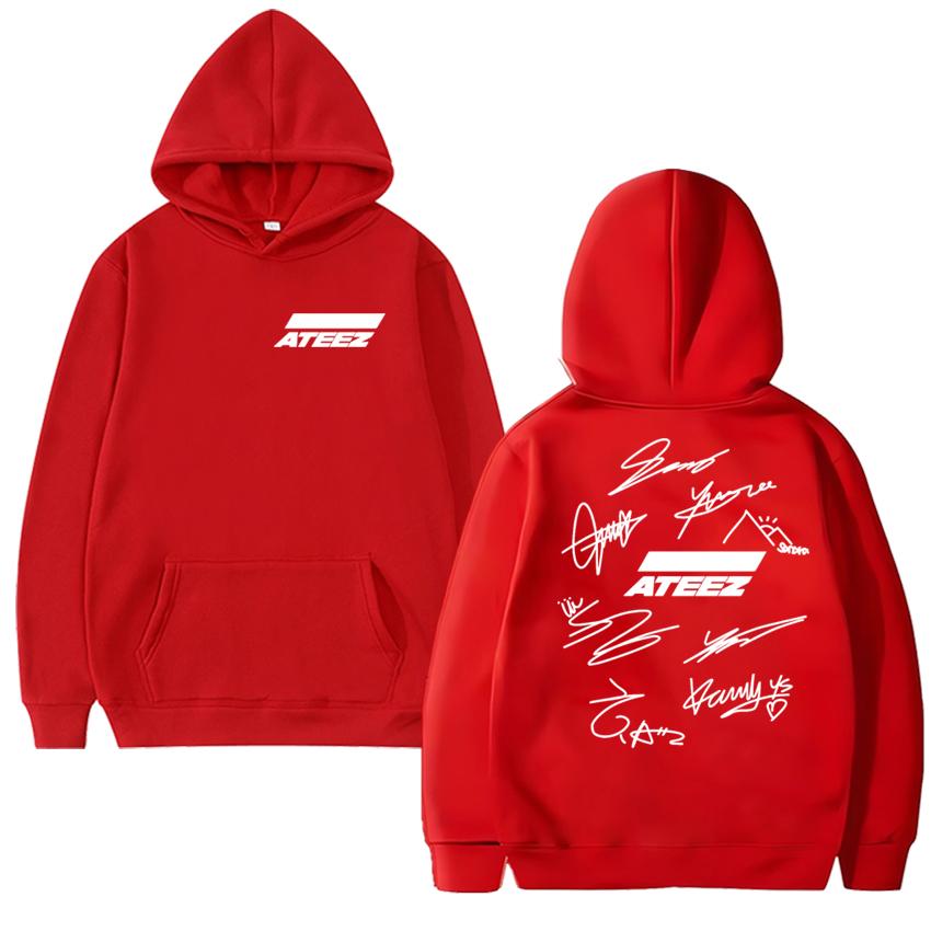2025 Корея K-pop Ateez The World Ep.fin Толстовка с двусторонним принтом Мужская женская мода Y2k Свитшот Унисекс Флисовый пуловер