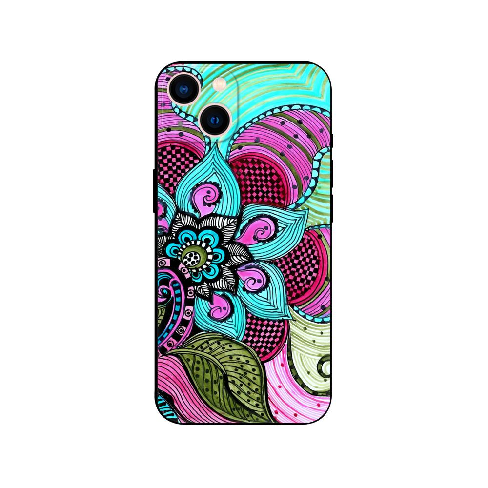 Чехол для телефона с цветочным принтом для iPhone 14 5s 2020se 6 6s 7 8 plus x 10 XR XS 11 12 13 mini pro MAX, черная задняя крышка из ТПУ
