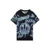Casual Sports Mickey Letter Print Round Neck Short Sleeve T-Shirt Unisex Tops Black AHSS273-3