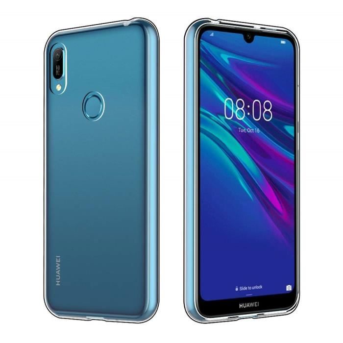 Coque Huawei Y6 2019 - Y6 PRO 2019 - Y6 PRIME 2019 Souple Transparent + Verre Trempé Integral Bord Noir[Phonillico®]