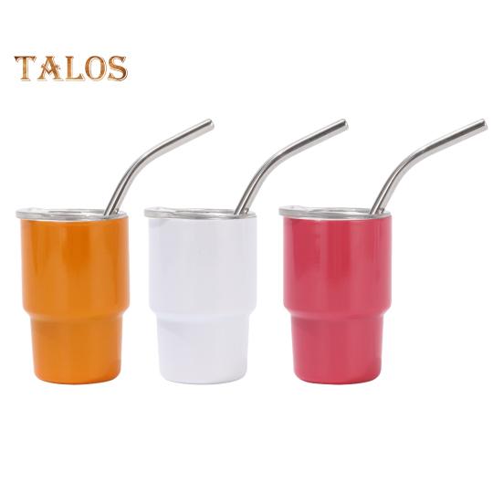 Мини-стакан с трубочкой и крышкой, термокружка из нержавеющей стали на 3 унции, герметичный изолированный стакан для коктейлей с виски