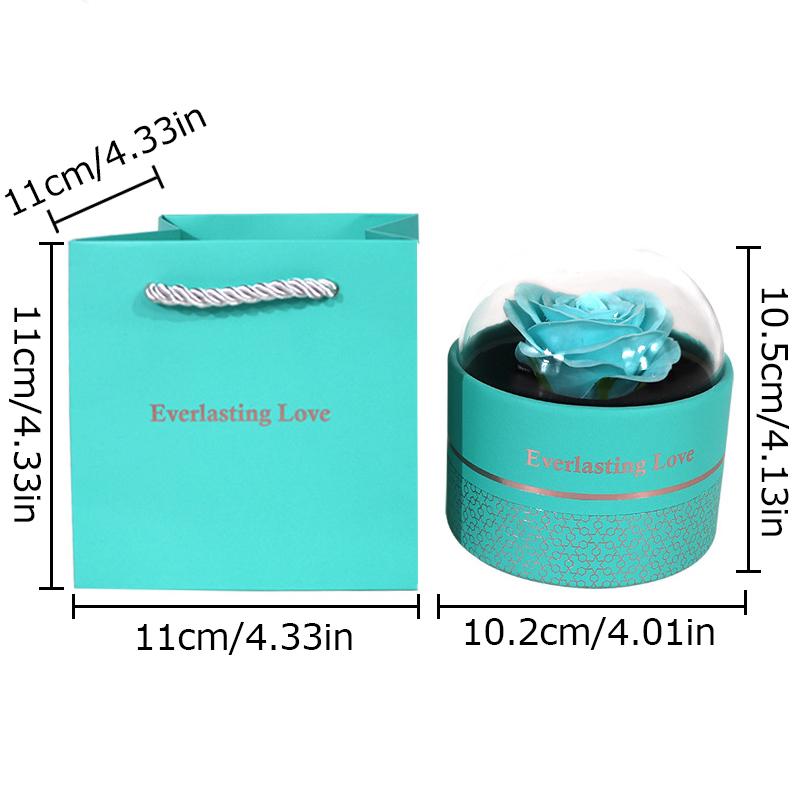 Valentine's Day Circular Jewelry Box Romantic Plastic Birthday Party Rose Decorative Eternal Flower Unique Gift Accessories