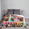 Four Portrait Of A Pugs Pop Art Style Blankets Flannel Summer Dog Thin Throw Blankets for Bedding Bedroom Bedspreads