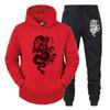 Мужской спортивный костюм с принтом дракона, повседневная толстовка + брюки, комплекты из 2 предметов, весенне-зимняя модная толстовка, пуловер большого размера, мужская одежда
