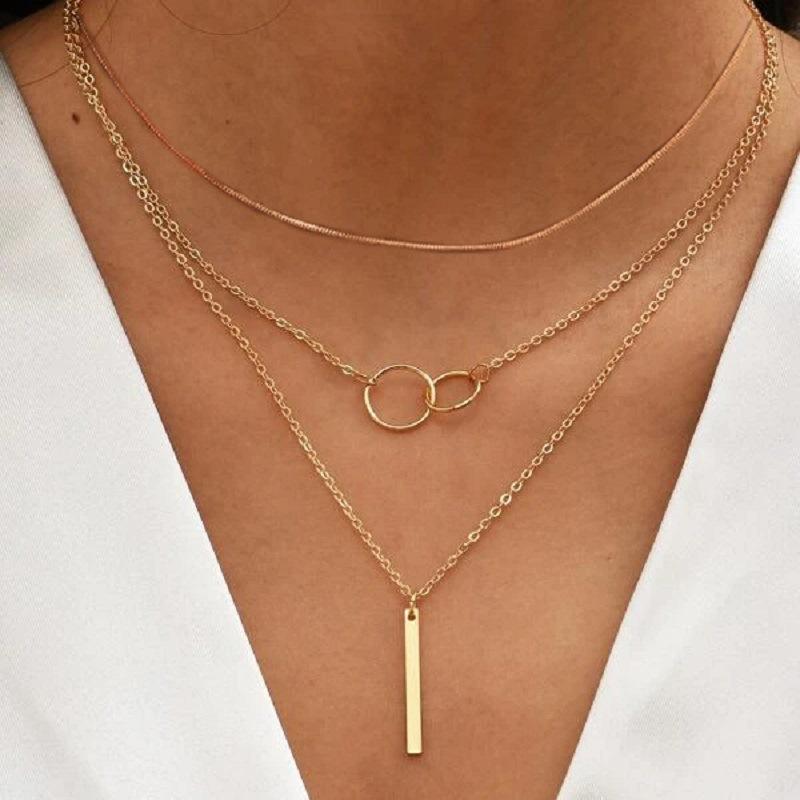 1 шт. Продается модный и минималистичный сверкающий кулон в виде креста с заклепками и двухслойным ожерельем из сплава