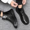 Men Chelsea Boots Slip-On Waterproof Ankle Boots Retro Black Men Fashion Boots Motorcycle Shoes Plus Size 48