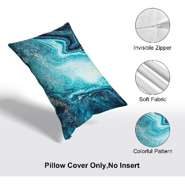 Marble Pillowcases Cushion Cover 20x30 Inches, Decor Throw Pillow Covers for Living Room Blue Marble Abstract Pattern Pillow Covers Queen Size for