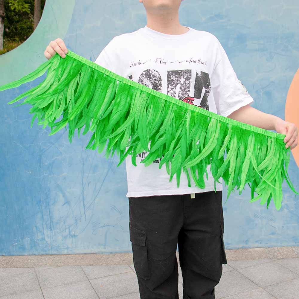 1 метр Натуральная красная петушиная хакл перьевая отделка бахрома 10-12 дюймов Свадебный карнавал украшение для вечеринки DIY одежда для шитья поделки