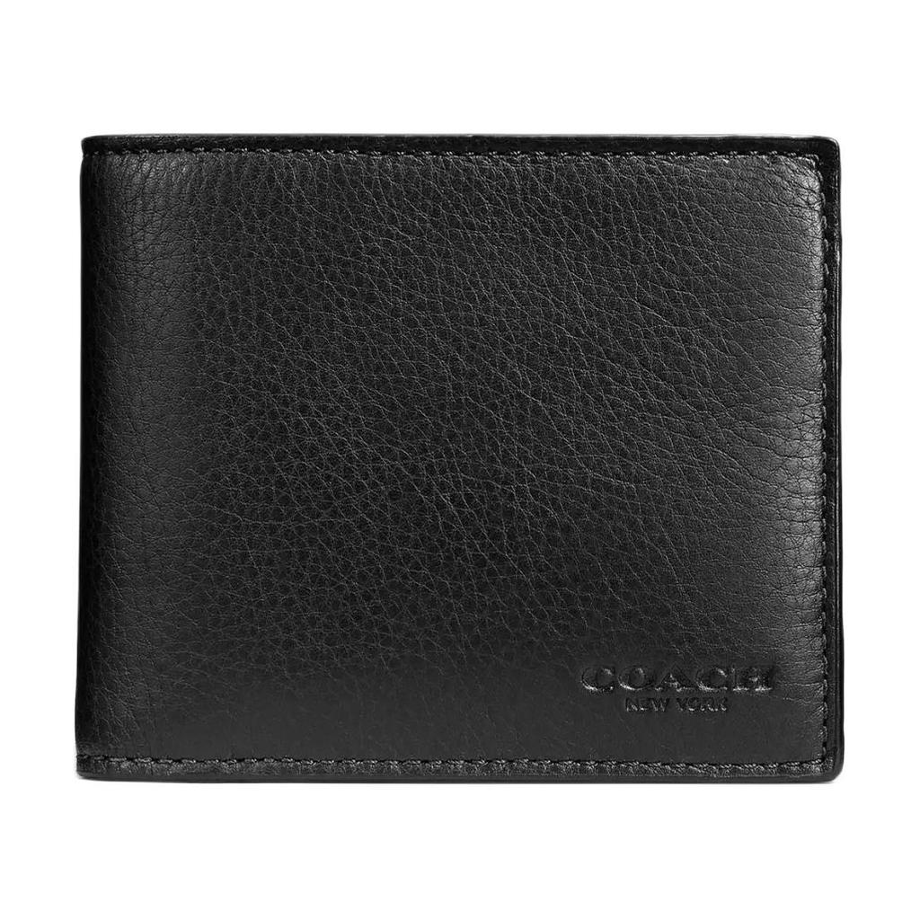 Coach Кошелек 3 в 1 с 11 слотами для кредитных карт Гладкий кошелек из телячьей кожи Мужские кошельки Черный CR911-BLK