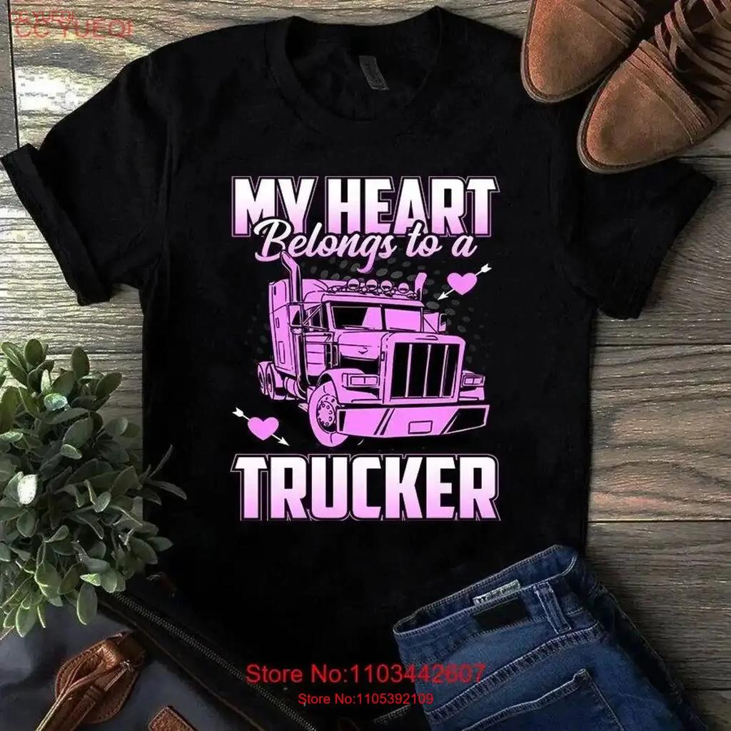 My Heart Belongs To A Trucker Truck Driver T Shirt Vintage Washed Fashion Comfortable Top For Everyday Wear Slightly Versatile