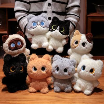Маленькая очаровательная плюшевая игрушка-кошка, милая мягкая игрушка в виде черной кошки, подушка-игрушка, подарок на день рождения или Рождество для детей.