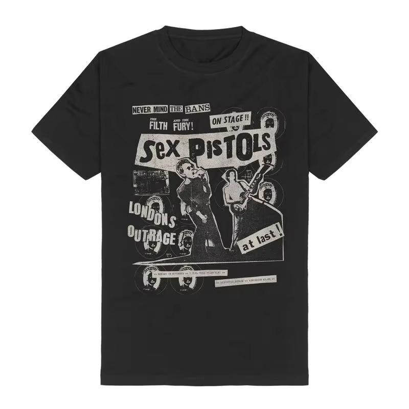 Sex Pistols Union Jack Print Cotton Tshirt Unisex Unisex Punk Band Unisex Tee Oversized Unisex Cotton Y2k Short High Quality Soft