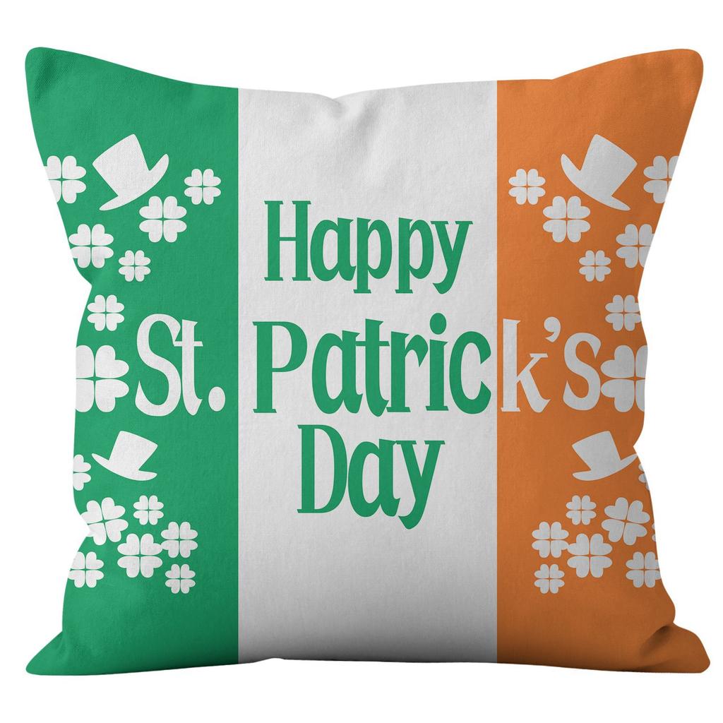 Home Cushion Cover St. Patrick's Day Pillowcase Four-leaf Clover Plaid Sofa Cushion Cover