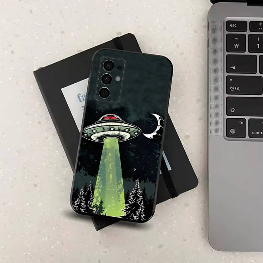 Singular Space UFO Alien Phone Case For Samsung Galaxy A73,31,32,72,41,53,52,71,22,5G,Note,J7,8,9 Soft Black Silicone Cover