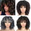 African Women Short Kinky Curly Wigs Silk Hair Natural Look with Bangs High Temperature Wigs Long-Lasting Wear