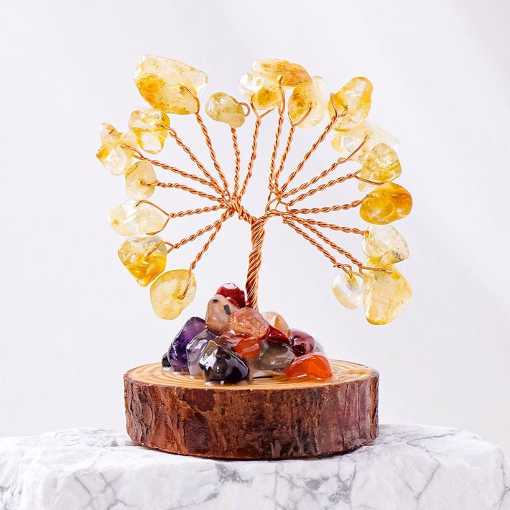 Copper Wire Crystal Wishing Tree Positive Energy Crystal Decorative Trees Desk