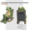 Solar Frog Night Light Waterproof Resin Rocking Chair Frog Figurine Solar Lights Garden Frog Statue Outdoor Decoration Light for Yard Patio Balcony
