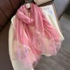 Luxury Silk Shawl Scarf for Women Design Embroidery Flowers Hijab Wraps Bufandas Female Headkerchief Fouloud Echarpe