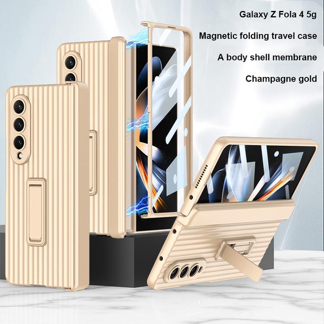 Чехол для Samsung Galaxy Z Fold 4 5g, магнитный шарнир, слот для ручки, подставка, жесткий чехол с защитным стеклом для экрана для Samsung Z Fold4