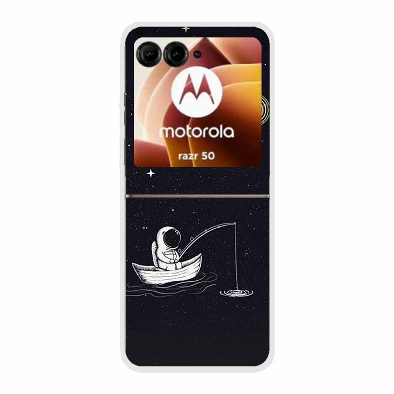 Чехол для Moto Razr 50 Прозрачный Пластик Жесткий Окрашенный Космический Прозрачные Чехлы для Телефона для Motorola Razr 60 50 Coque Razr 2024 PC Чехлы