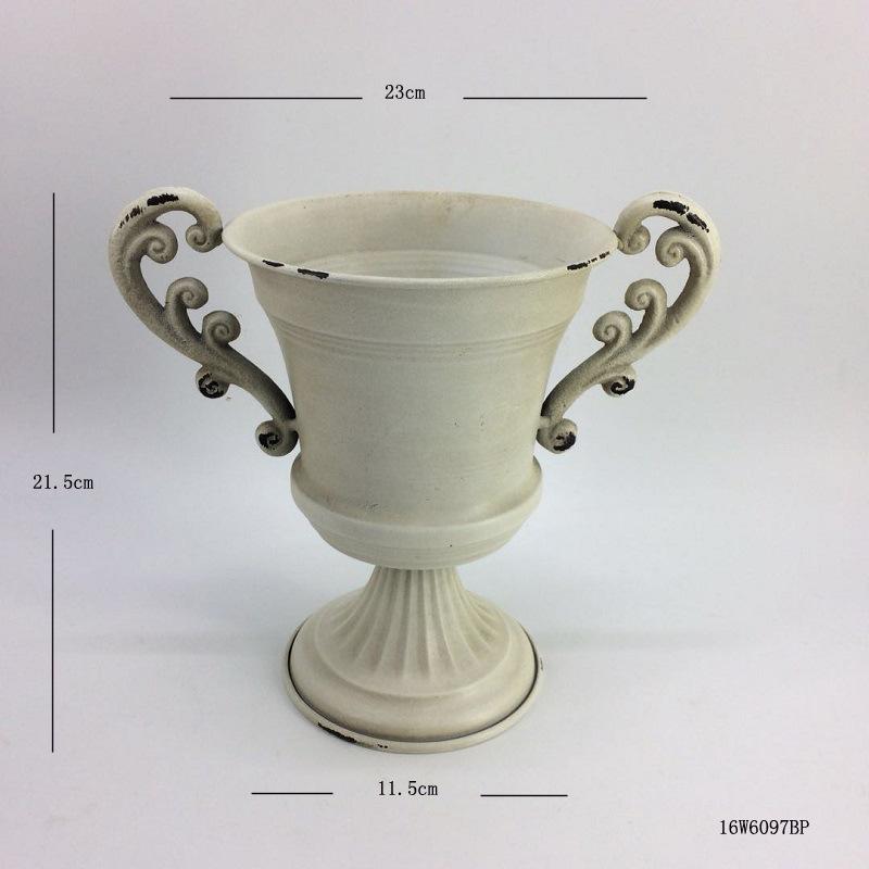 NEW Metal Urn Planter Trophy Cup Flower Vase Bow Vintage Style Flower Pot Wedding Centerpieces Vase for Wedding Party Decoration