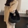 Autumn and Winter Plush Shoulder Handbag Crescent Bag Fashionable Armpit Bag Cute Ladies Wallet