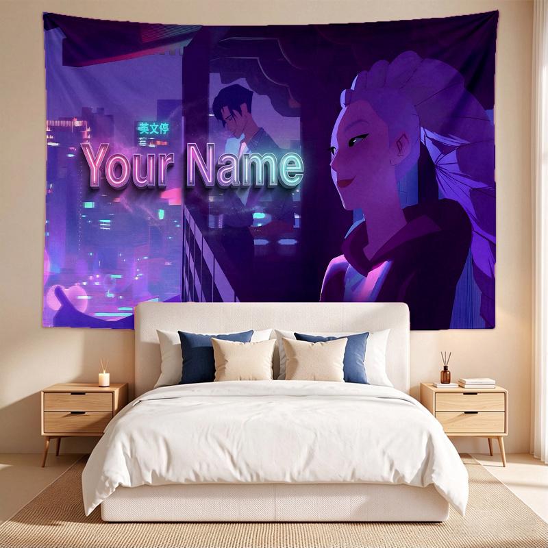 Rujinu (46) Custom Name Tapestry Wall Hanging Tapestry Wall Art Decor for Bedroom Living Room