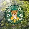 Outdoor Hanging Wind Chime with Rotating Leopard and Floral Design 360 Spinning Durable Metal Garden Decor for Christmas Thanksgiving Gift