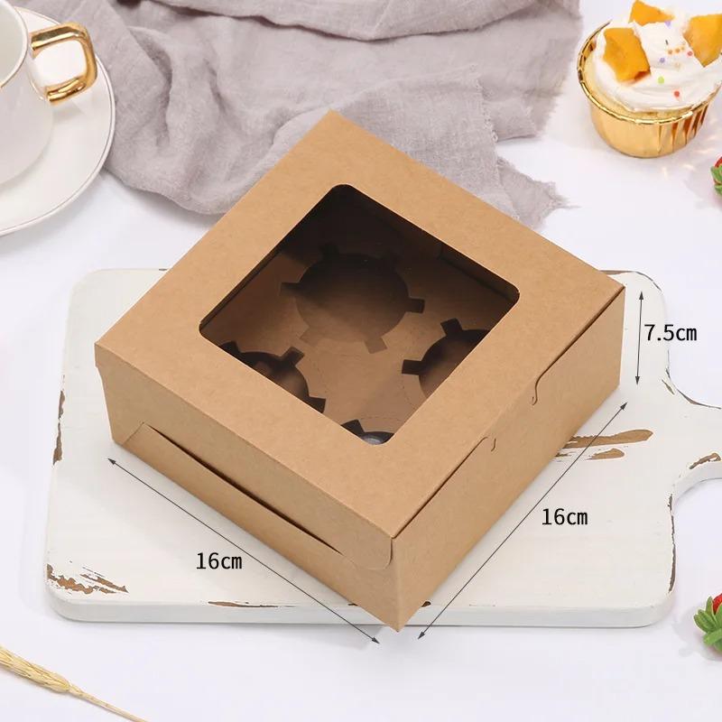 Cupcake Boxes with Inserts Cake Boxes with Clear Window Cake Holder Cupcake Carrier 2/4/6 Holes Muffin Boxes for Holidays