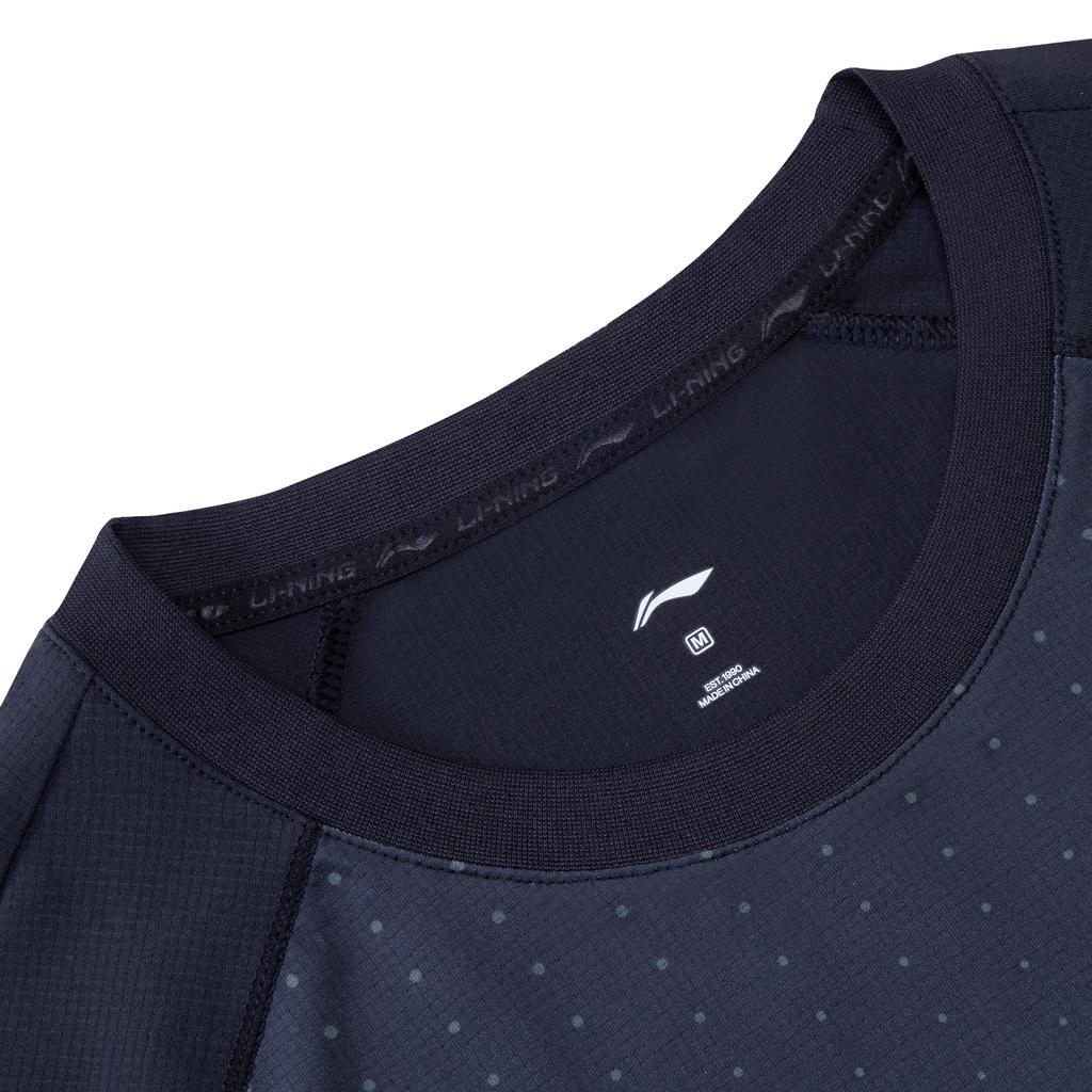 Li-Ning Универсальная, приятная для кожи, удобная спортивная футболка с коротким рукавом, мужские топы, черный, цифровой зеленый ATSW687-1