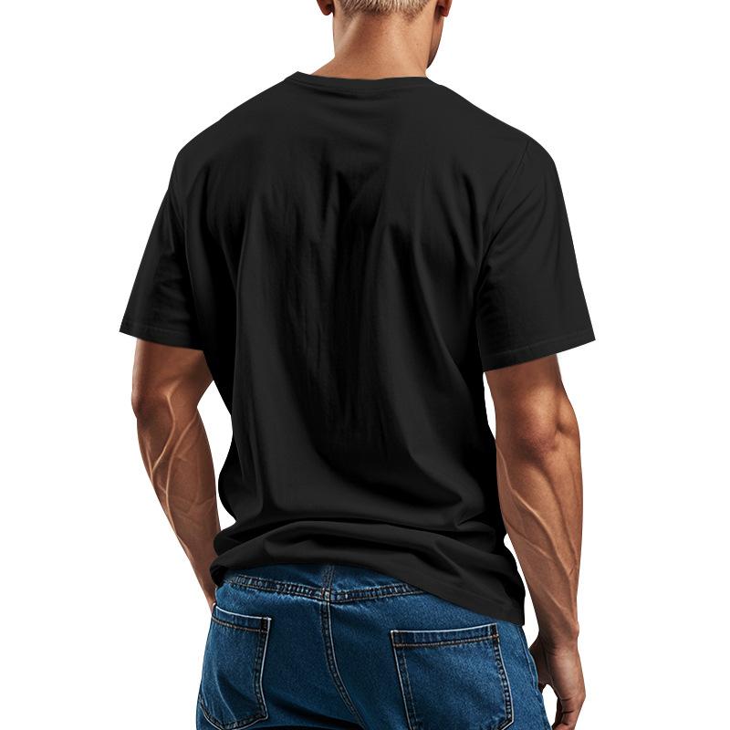 Men's New Summer V-Neck T-Shirt, Solid Color Thin Short Sleeve Tee With Chest Pocket, European American Plus Size Casual Tops for Men