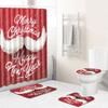 Christmas Shower Curtain Floor Mat Combination Four-Piece Set Bathroom Toilet Carpet Shower Room Mat Foot Mat