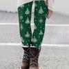 Women's Casual Christmas Tree Snowflake Print Slim Fit Elastic Yoga Pants Cropped Pants