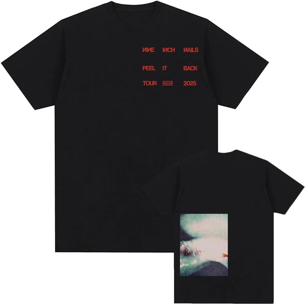 Футболка Rock Band Nine Inch Nails Peel It Back Tour 2025 НОВАЯ Хлопок Летняя С круглым вырезом Мужская футболка Унисекс Мужская Уличная одежда
