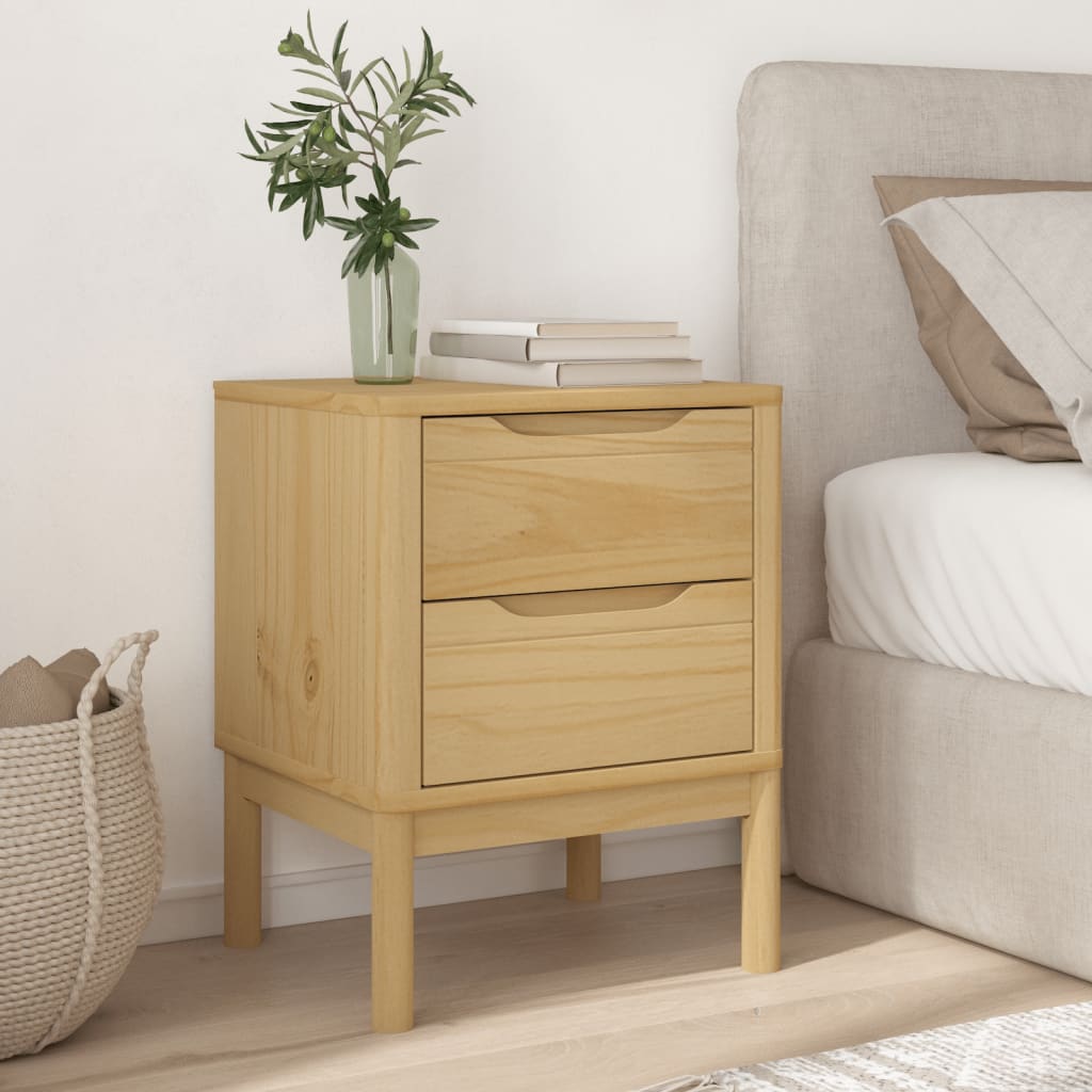 Nightstand Wax Brown 45 x 39 x 57 cm Solid Pine Wood