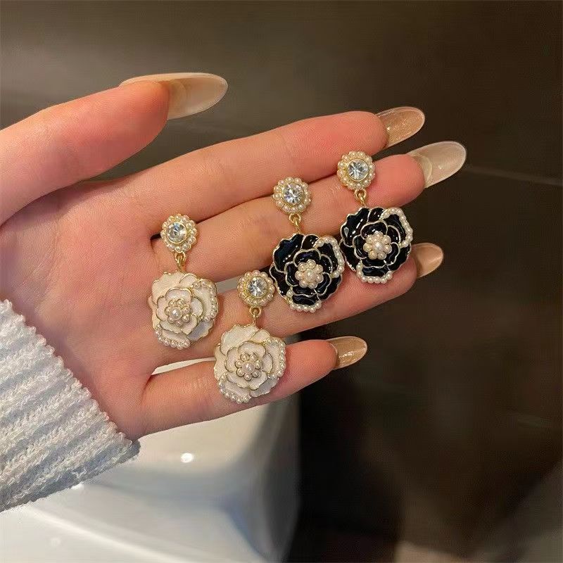 Серьги-цветы из серебра S925 с жемчугом и камнем для женщин