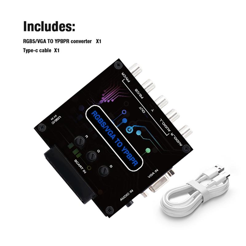 For Nintendo PS1 For PS2 RGBS Scart VGA To YPBPR Converter Color Difference Component Video Adapter For Game Console
