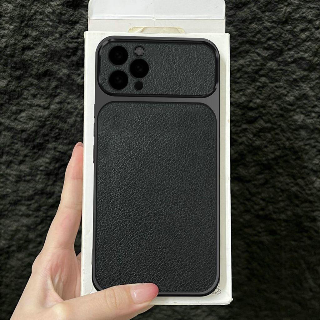Премиальный кожаный Executive чехол для iPhone 16 ProMax Pro 15 14 13 с большим окном и защитой объектива