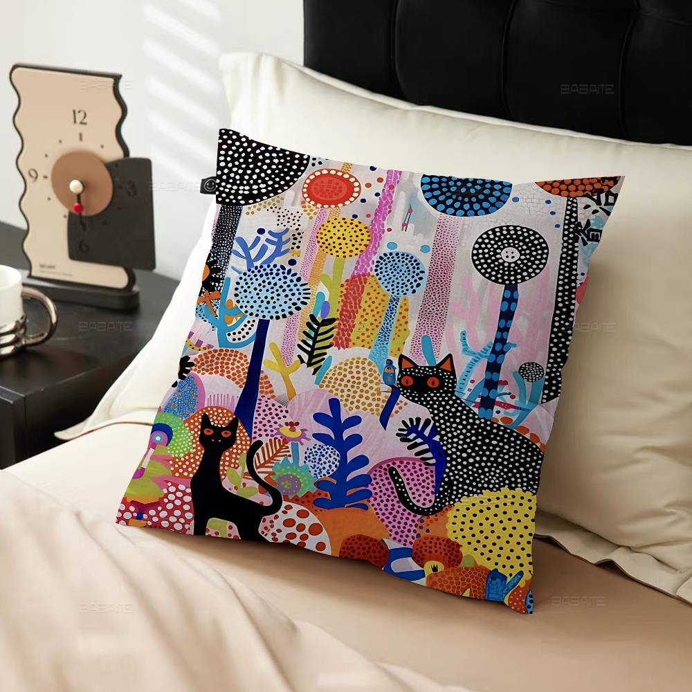 Yayoi Kusama Art Exhibition Pumpkin Flower Pillow Cushion Cover Pillowcase Living Room Sofa Home Decor