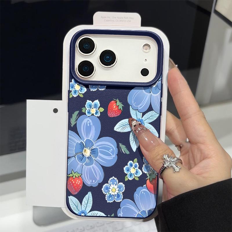 Чехол для телефона из ТПУ с текстурой кожи для iPhone 17 17e 16e 16 15 Pro Max 14 13 Pro Max 11 Мультяшный Цветок Мягкая Силиконовая Задняя Крышка
