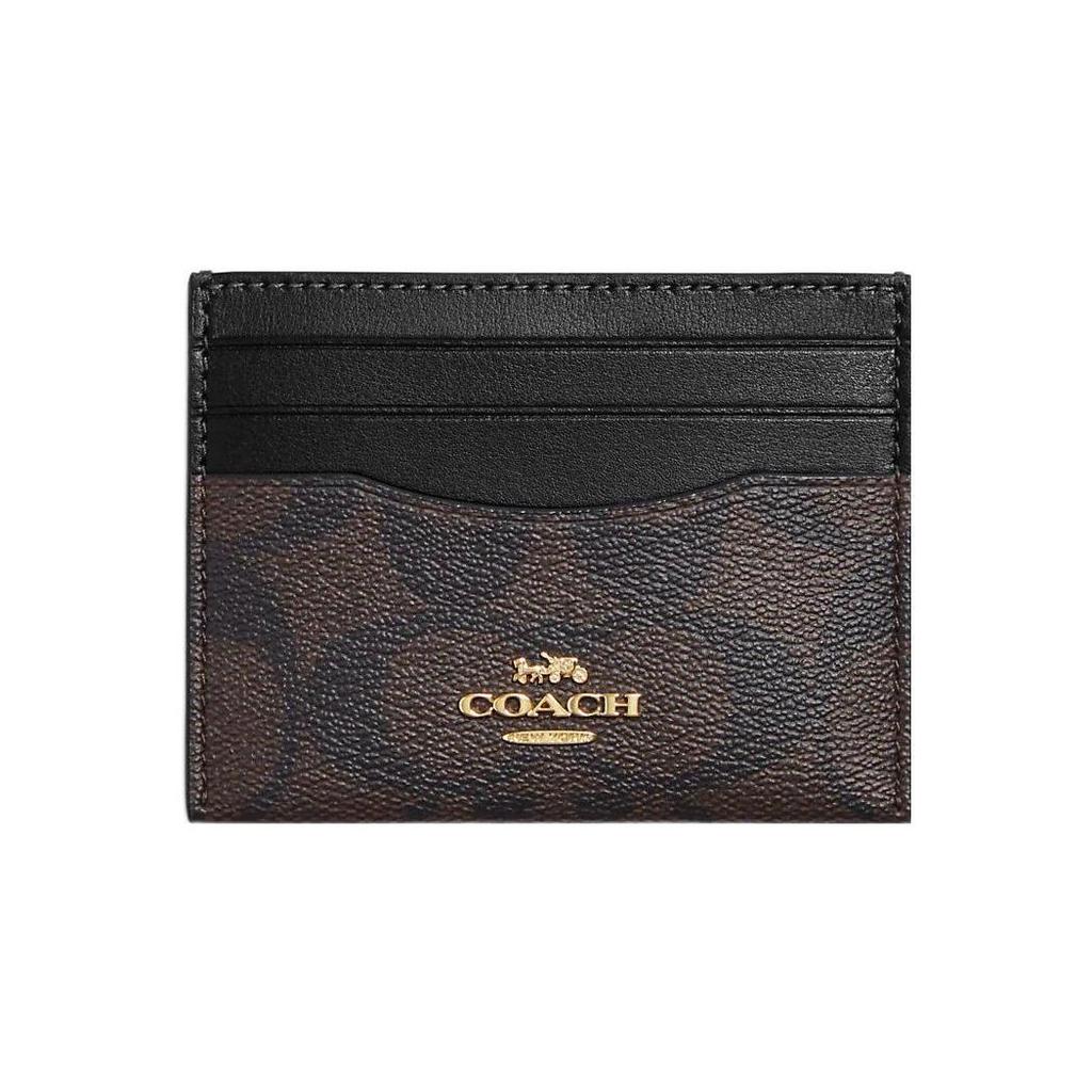 Coach Кошелек для карт из холста с покрытием и держателем для карт из кожи Женский Загар CH415-IMAA8