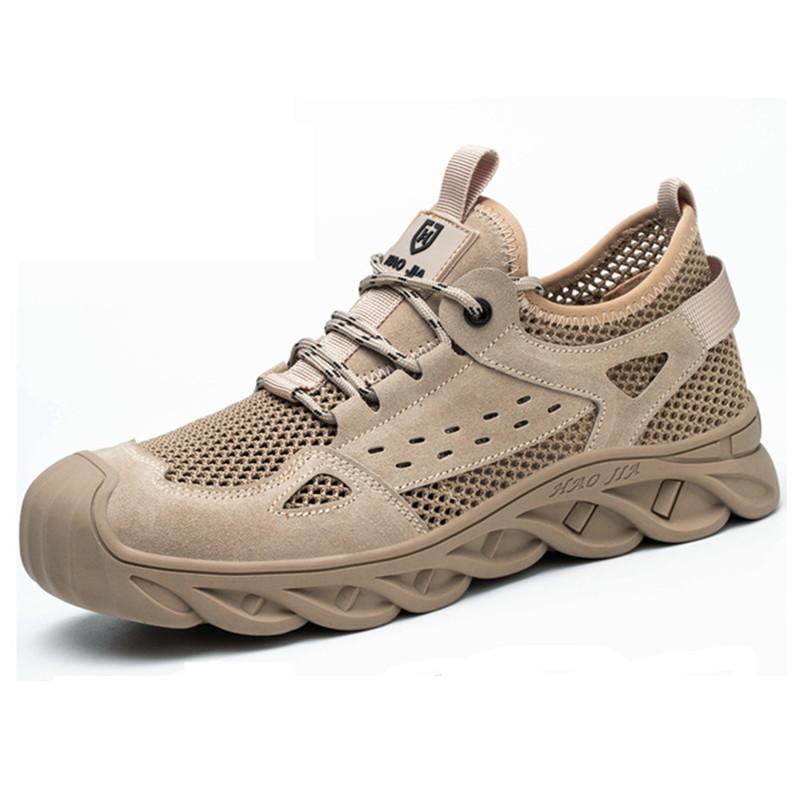 Summer Work Shoes for Men Breathable Safety Shoes Anti-puncture Steel Toe Cap Work Sneakers Working Shoes with Summer Protection