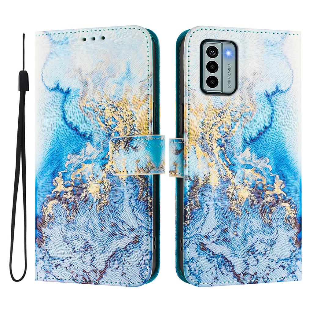Роскошный кожаный чехол-книжка цвета морского мрамора для Nokia C12,C32,C02,C22,G22,G11 4G,G21,G42,G10,G20,C10,C20,HMD Pulse...