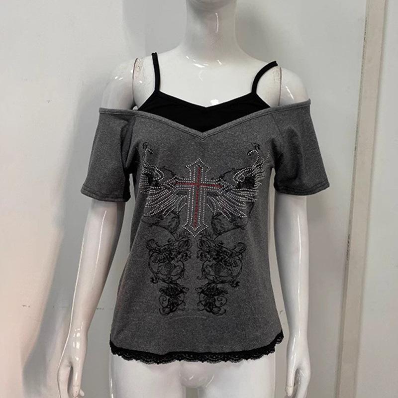 Футболка женская с европейским и американским летним геометрическим узором